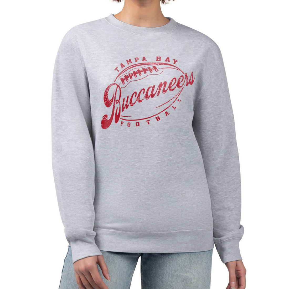 Tampa Bay Buccaneers G-III 4Her by Carl Banks Women's Distressed Graphics Fleece Pullover Sweatshirt - Gray Pullover