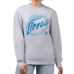 Detroit Lions G-III 4Her by Carl Banks Women's Distressed Graphics Fleece Pullover Sweatshirt - Gray Pullover
