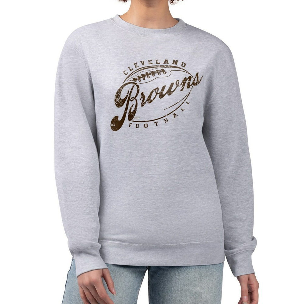 Cleveland Browns G-III 4Her by Carl Banks Women's Distressed Graphics Fleece Pullover Sweatshirt - Gray Pullover
