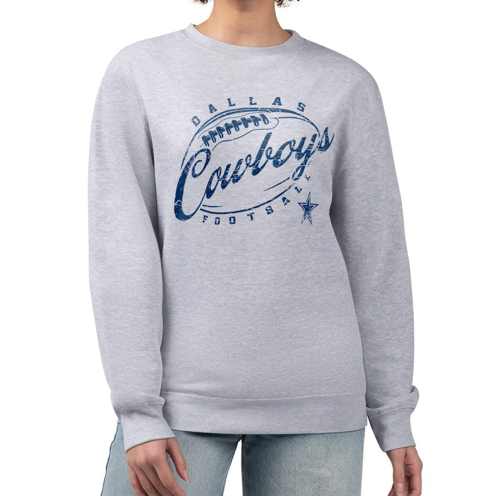 Dallas Cowboys G-III 4Her by Carl Banks Women's Distressed Graphics Fleece Pullover Sweatshirt - Gray Pullover