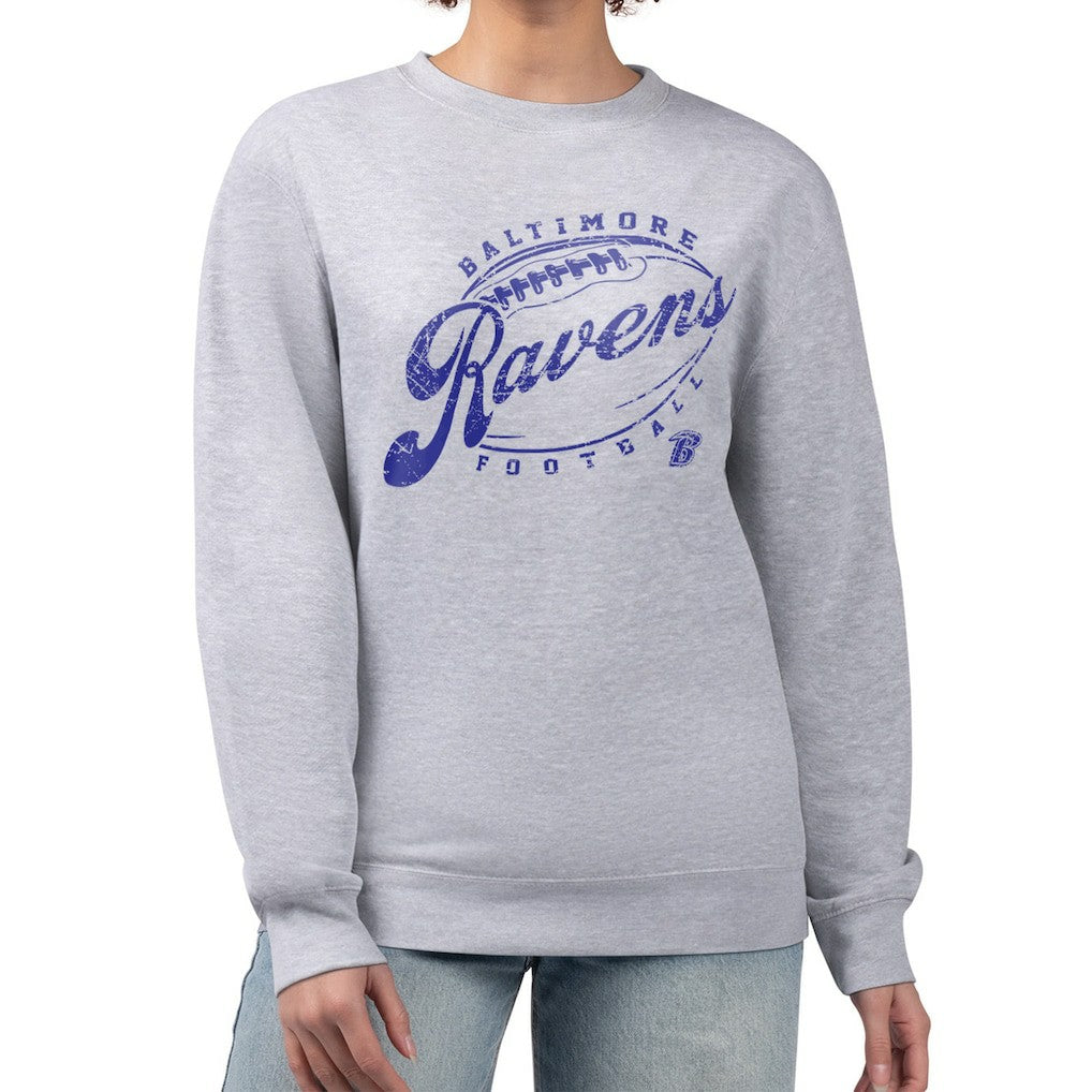 Baltimore Ravens G-III 4Her by Carl Banks Women's Distressed Graphics Fleece Pullover Sweatshirt - Gray Pullover