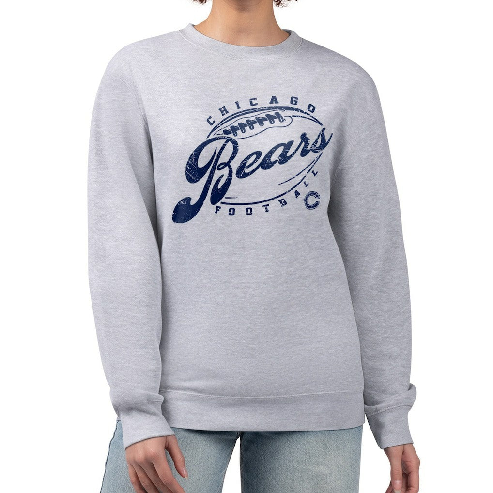 Chicago Bears G-III 4Her by Carl Banks Women's Distressed Graphics Fleece Pullover Sweatshirt - Gray Pullover