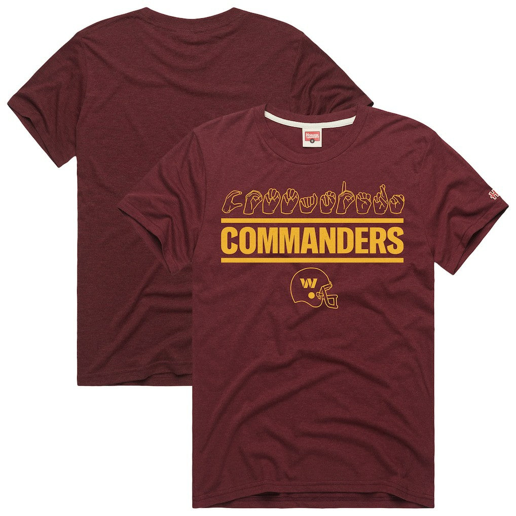 Washington Commanders Homage Unisex NFL ASL Collection by Love Sign Tri-Blend T-Shirt - Burgundy T-shirts