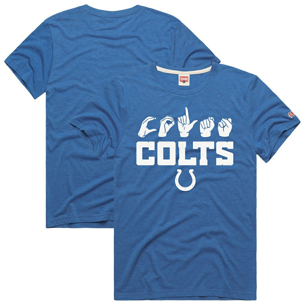 Indianapolis Colts Homage Unisex NFL ASL Collection by Love Sign Tri-Blend T-Shirt - Royal T-shirts