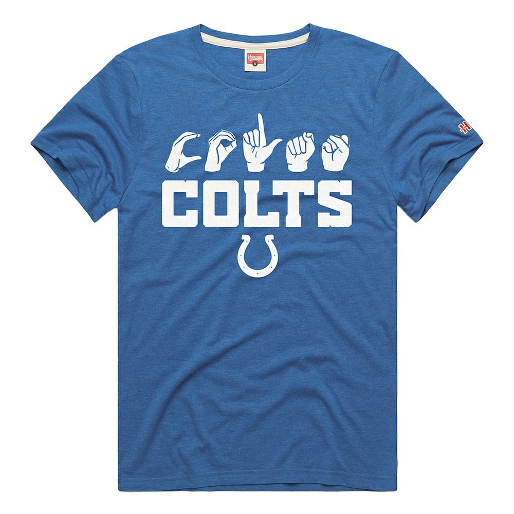 Indianapolis Colts Homage Unisex NFL ASL Collection by Love Sign Tri-Blend T-Shirt - Royal T-shirts