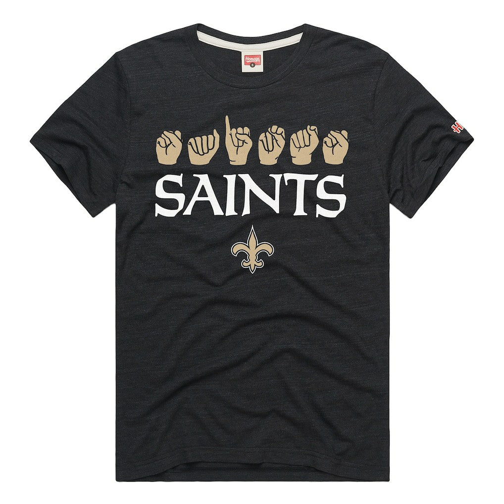 New Orleans Saints Homage Unisex NFL ASL Collection by Love Sign Tri-Blend T-Shirt - Black T-shirts