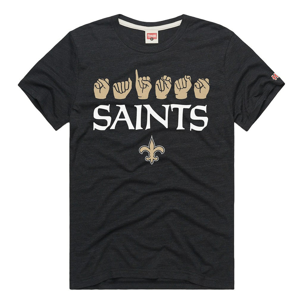 New Orleans Saints Homage Unisex NFL ASL Collection by Love Sign Tri-Blend T-Shirt - Black T-shirts