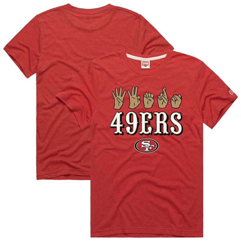 San Francisco 49ers Homage Unisex NFL ASL Collection by Love Sign Tri-Blend T-Shirt - Scarlet T-shirts