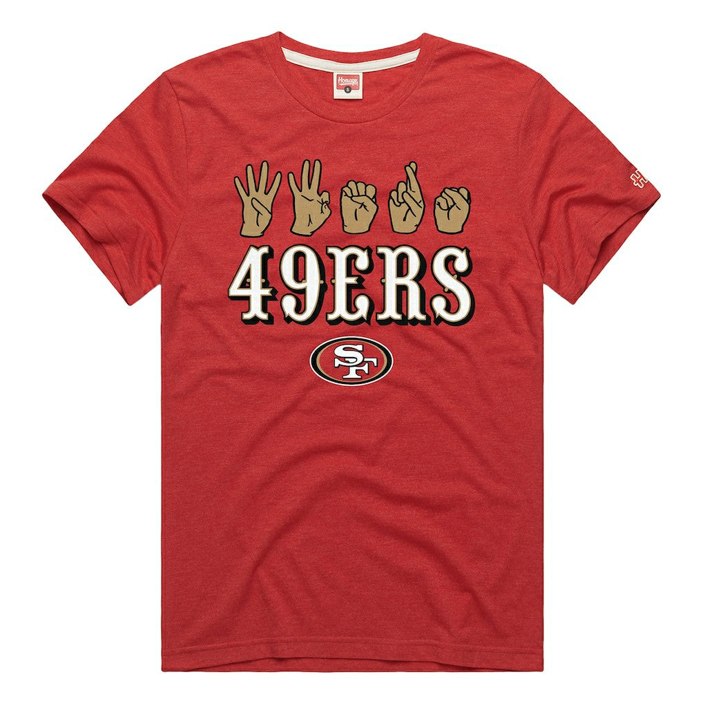 San Francisco 49ers Homage Unisex NFL ASL Collection by Love Sign Tri-Blend T-Shirt - Scarlet T-shirts