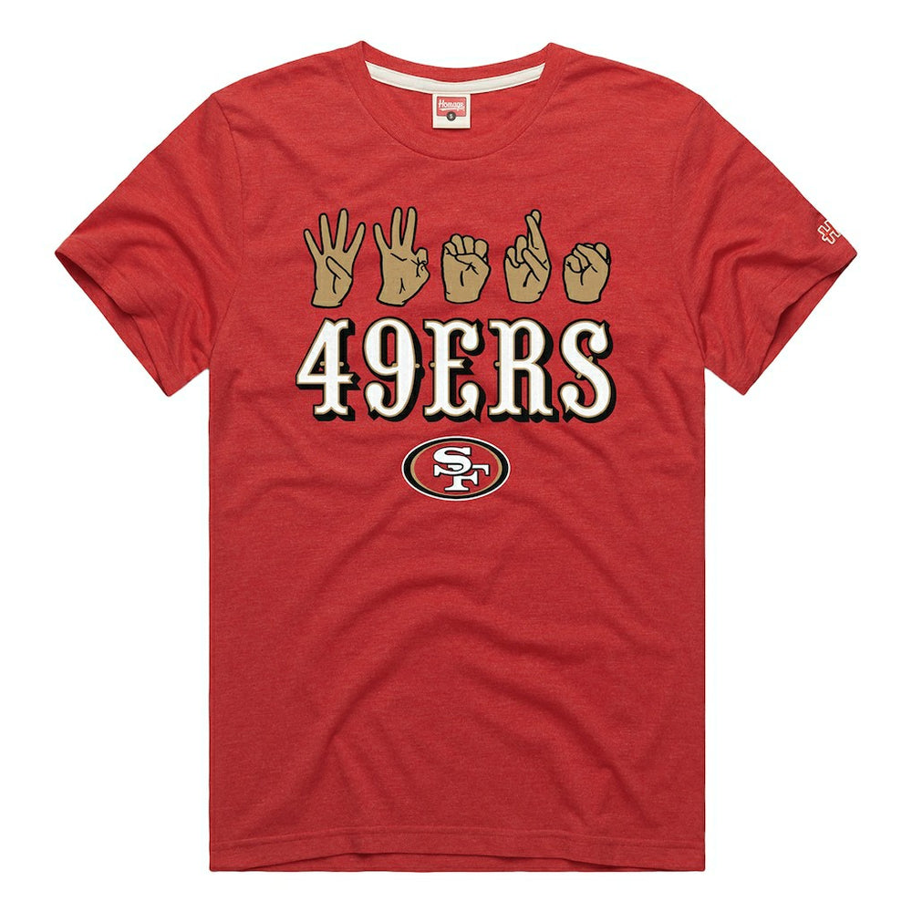 San Francisco 49ers Homage Unisex NFL ASL Collection by Love Sign Tri-Blend T-Shirt - Scarlet T-shirts
