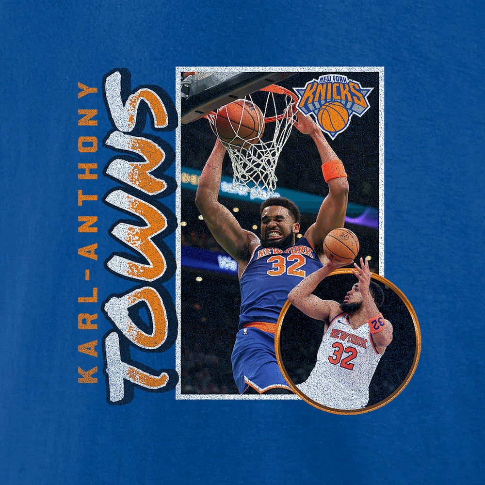 Karl-Anthony Towns New York Knicks '90s Player Graphic T-Shirt Blue