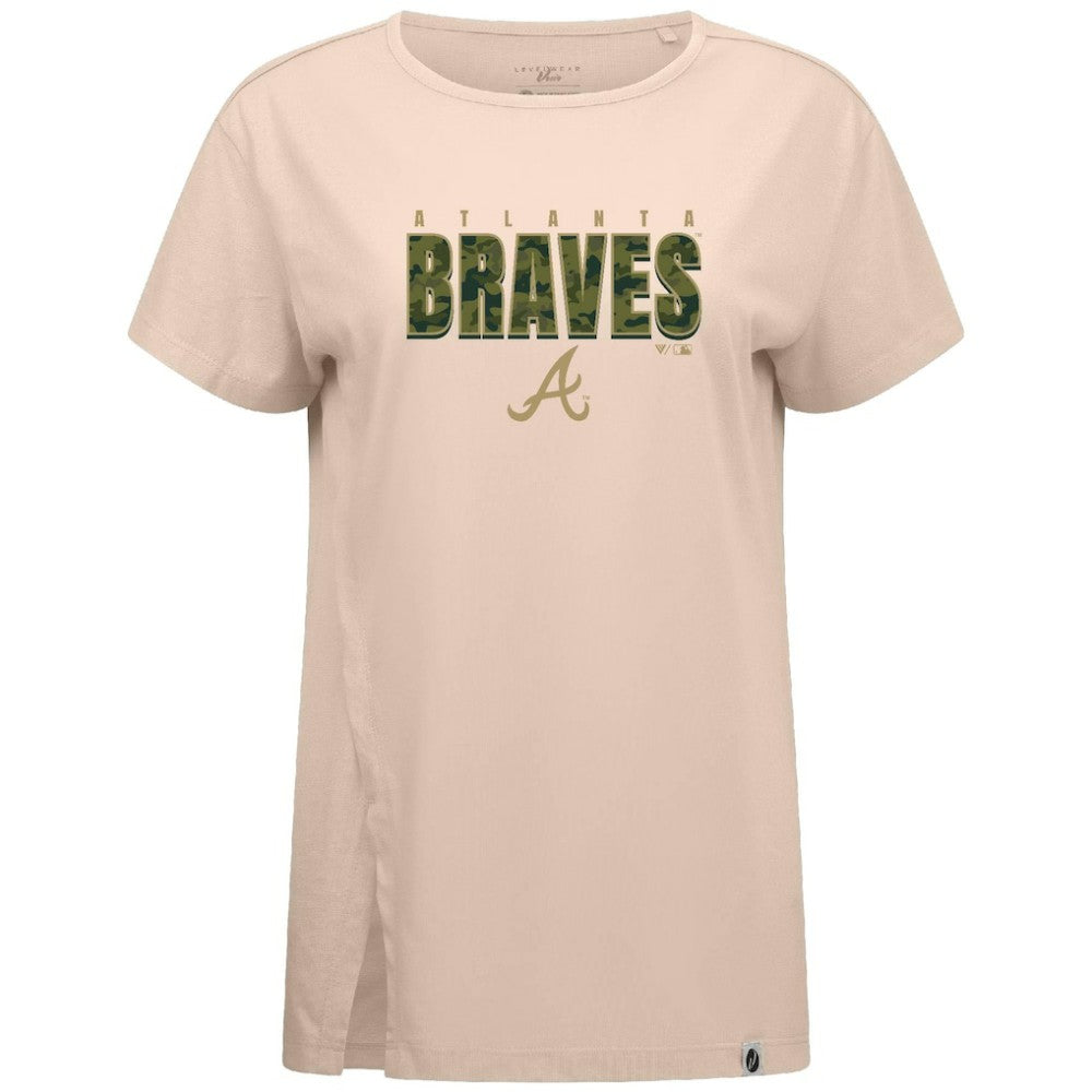 Atlanta Braves Levelwear Women's Influx Protect W T-Shirt - Khaki T-shirts