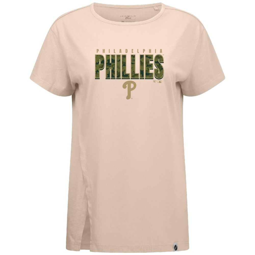 Philadelphia Phillies Levelwear Women's Influx Protect W T-Shirt - Khaki T-shirts