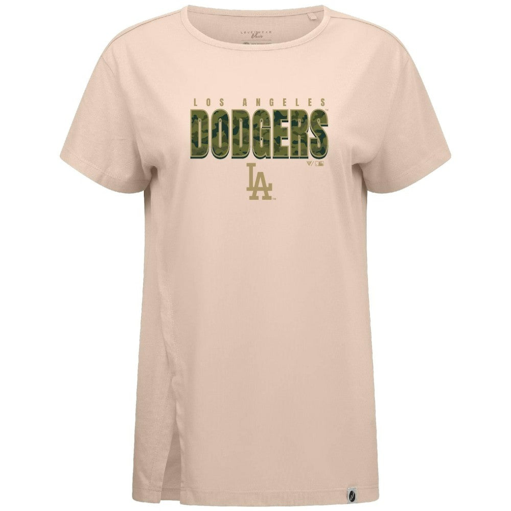 Los Angeles Dodgers Levelwear Women's Influx Protect W T-Shirt - Khaki T-shirts