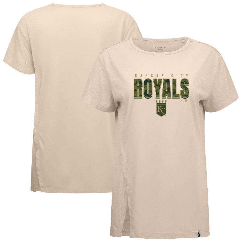 Kansas City Royals Levelwear Women's Influx Protect W T-Shirt - Khaki T-shirts