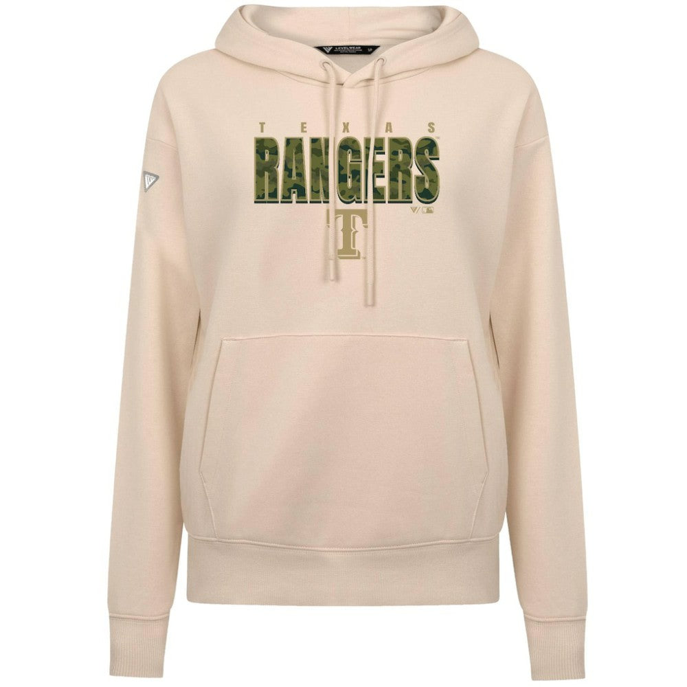 Texas Rangers Levelwear Women's Adorn Protect W Pullover Hoodie - Khaki Hoodies