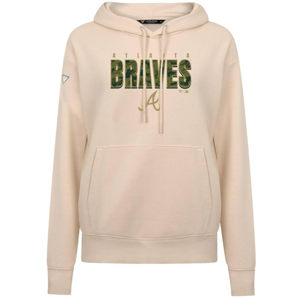 Atlanta Braves Levelwear Women's Adorn Protect W Pullover Hoodie - Khaki Hoodies