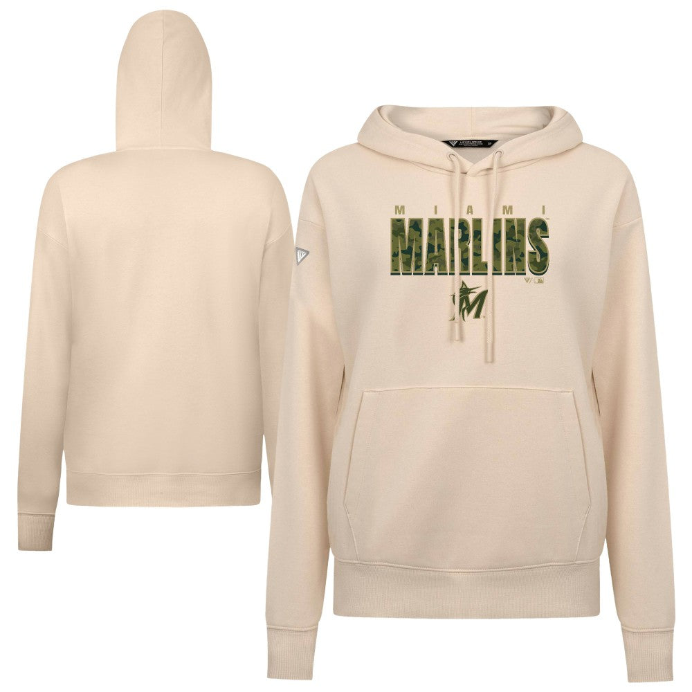 Miami Marlins Levelwear Women's Adorn Protect W Pullover Hoodie - Khaki Hoodies