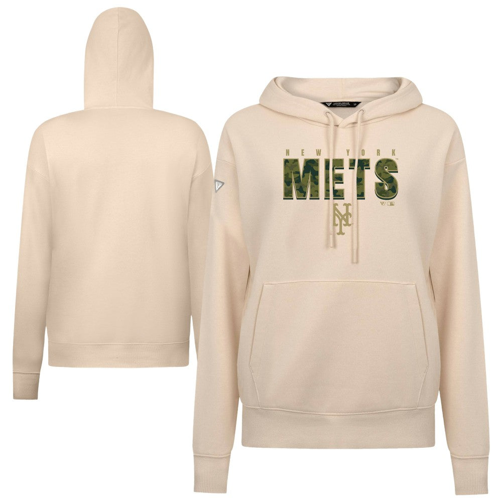 New York Mets Levelwear Women's Adorn Protect W Pullover Hoodie - Khaki Hoodies