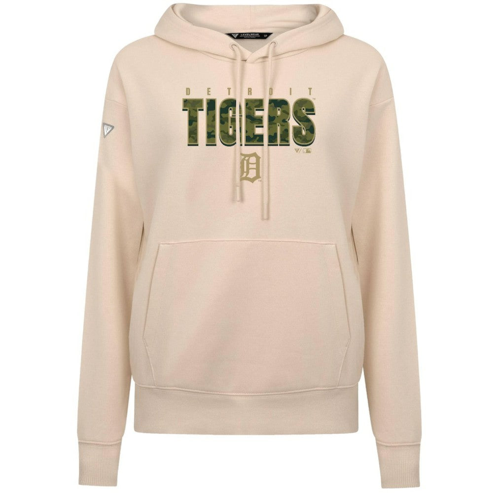Detroit Tigers Levelwear Women's Adorn Protect W Pullover Hoodie - Khaki Hoodies