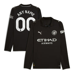 Manchester City 2025/26 Away Replica Long Sleeve Custom Jersey Black - Puma cheap