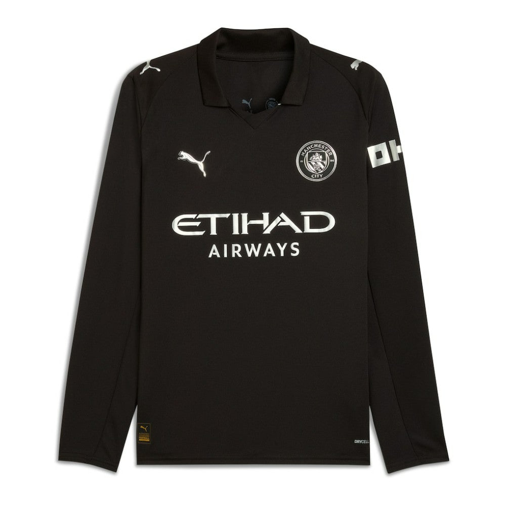 Manchester City 2025/26 Away Replica Long Sleeve Custom Jersey Black - Puma cheap