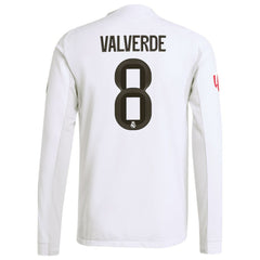 Federico Valverde Real Madrid 2025/26 Home Long Sleeve Jersey White - Adidas cheap