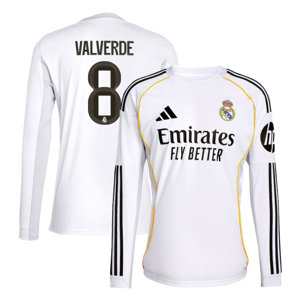 Federico Valverde Real Madrid 2025/26 Home Replica Long Sleeve Jersey White - Adidas discount