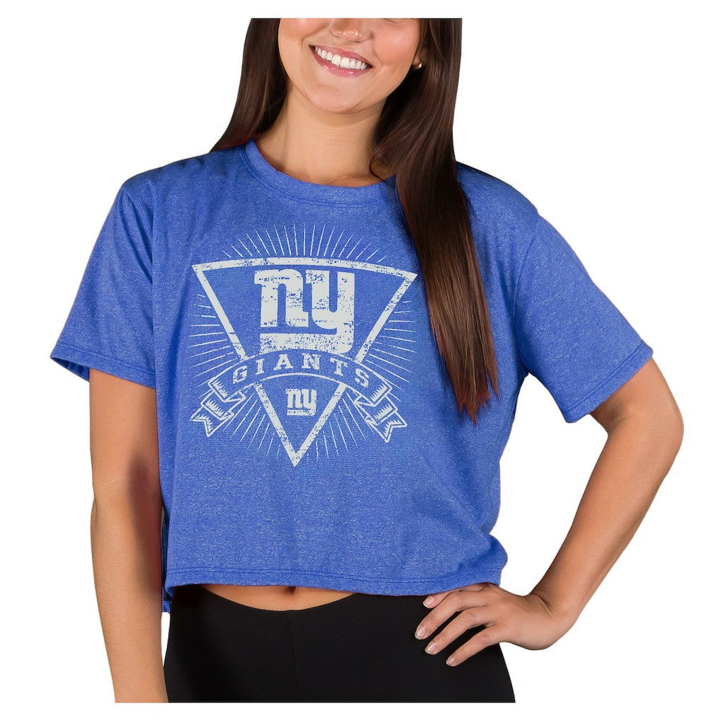 New York Giants Concepts Sport Women's Quest Knit Crop Top - Royal Tops
