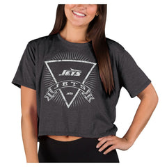 New York Jets Concepts Sport Women's Quest Knit Crop Top - Charcoal Tops