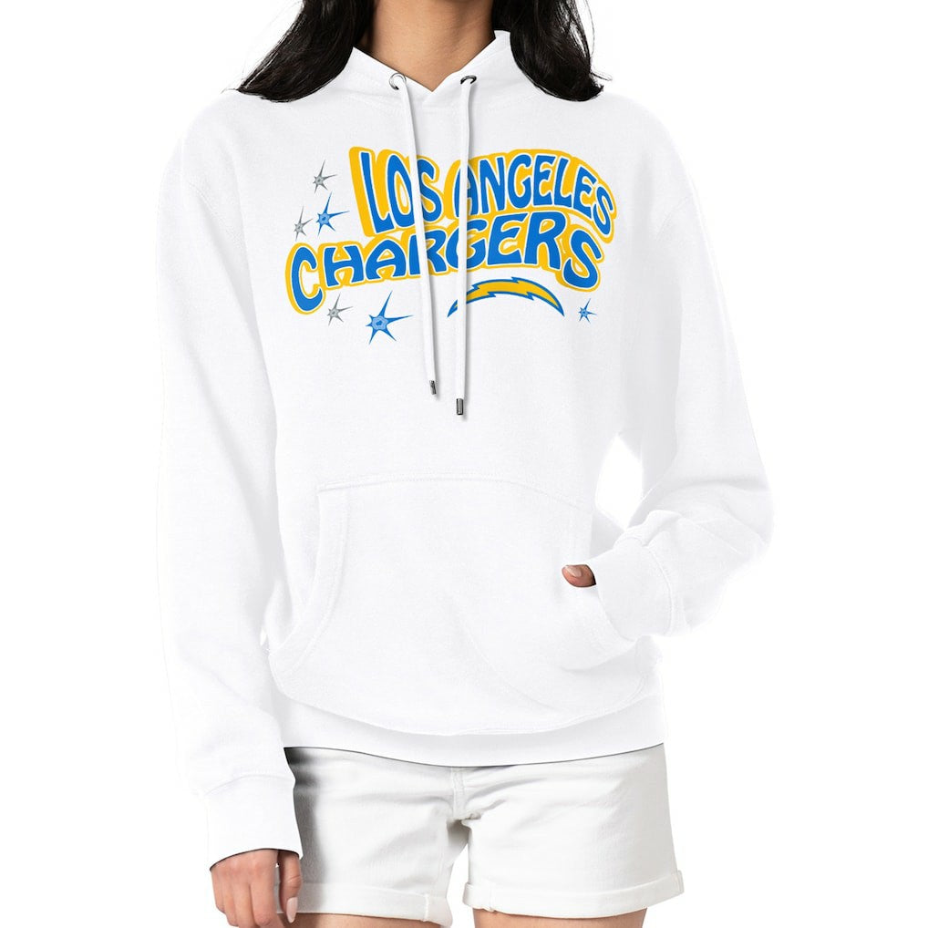 Los Angeles Chargers Starter Women's Fireworks Fleece Pullover Hoodie - White Hoodies