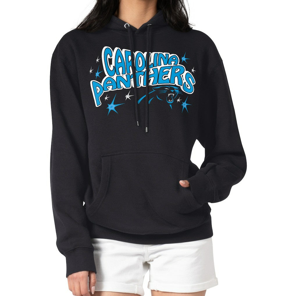 Carolina Panthers Starter Women's Fireworks Fleece Pullover Hoodie - Black Hoodies