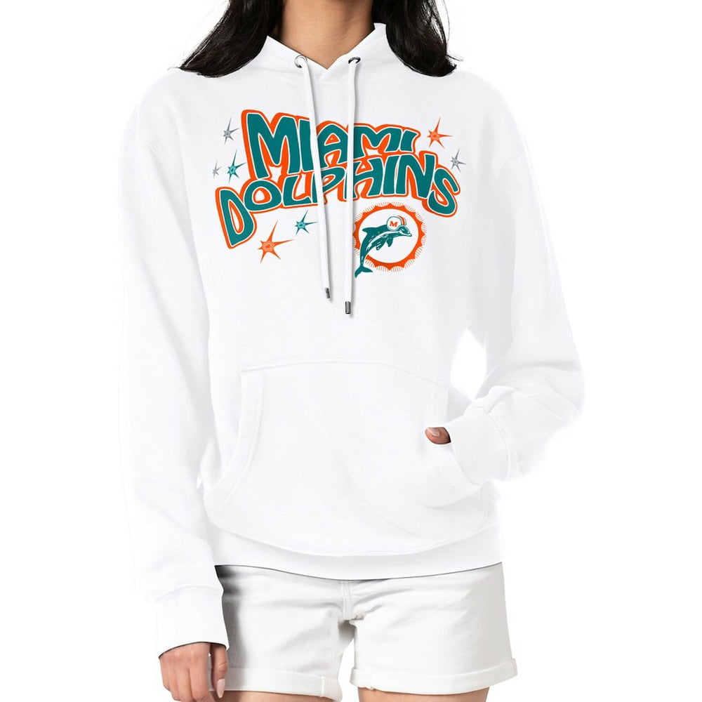 Miami Dolphins Starter Women's Fireworks Fleece Pullover Hoodie - White Hoodies