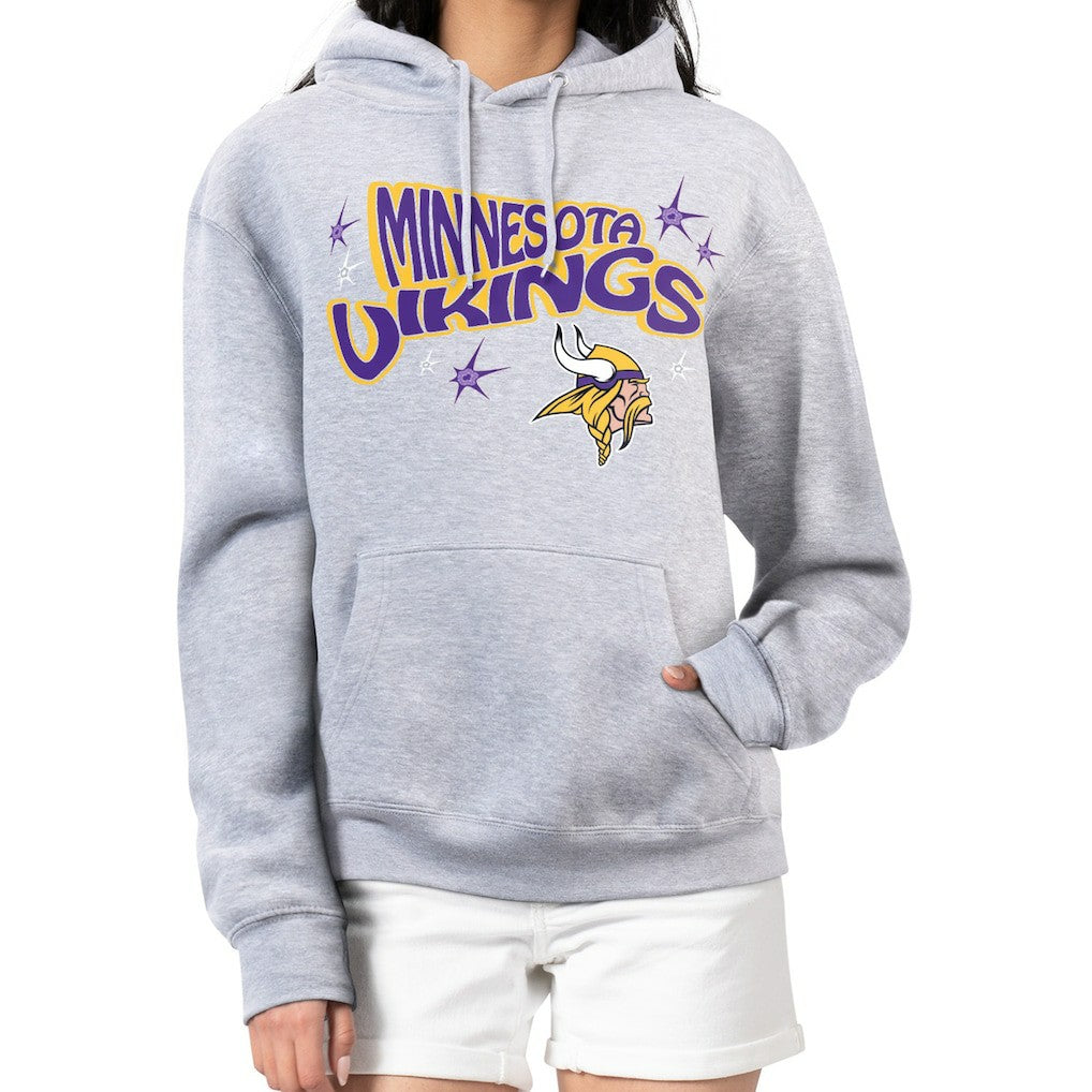 Minnesota Vikings Starter Women's Fireworks Fleece Pullover Hoodie - Gray Hoodies