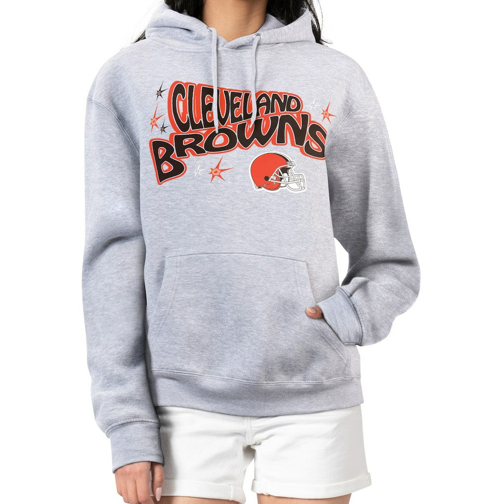 Cleveland Browns Starter Women's Fireworks Fleece Pullover Hoodie - Gray Hoodies