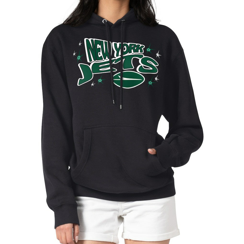 New York Jets Starter Women's Fireworks Fleece Pullover Hoodie - Black Hoodies