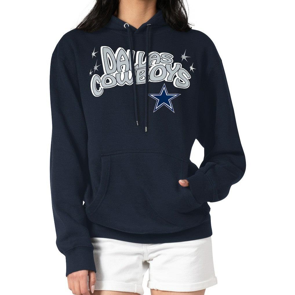 Dallas Cowboys Starter Women's Fireworks Fleece Pullover Hoodie - Navy Hoodies