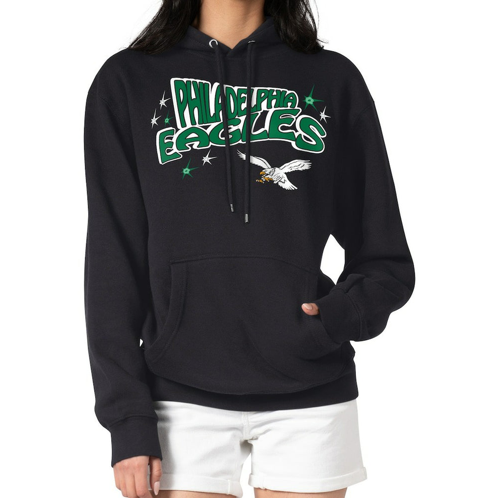 Philadelphia Eagles Starter Women's Fireworks Fleece Pullover Hoodie - Black Hoodies