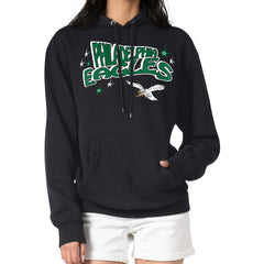 Philadelphia Eagles Starter Women's Fireworks Fleece Pullover Hoodie - Black Hoodies