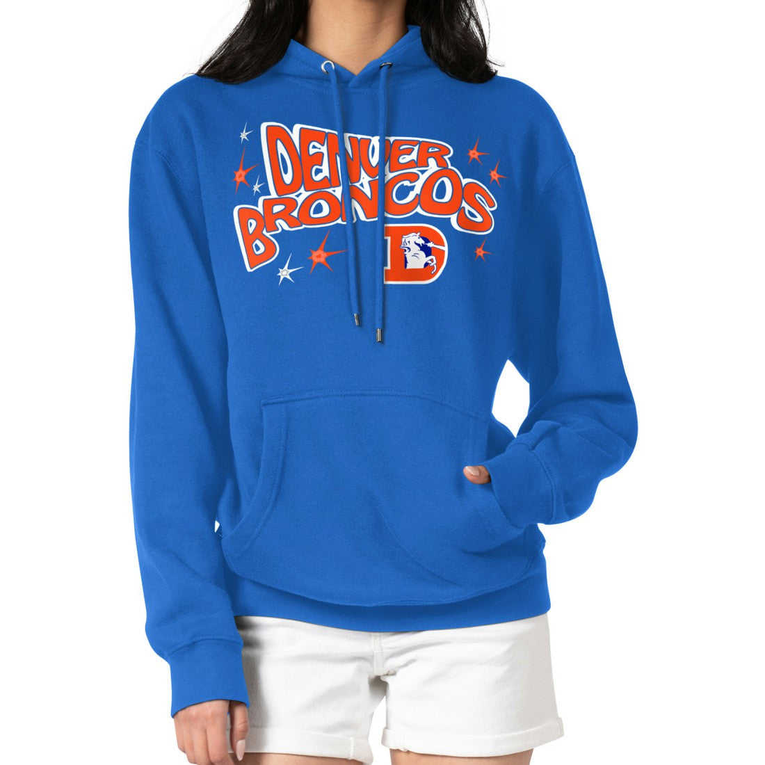 Denver Broncos Starter Women's Fireworks Fleece Pullover Hoodie - Royal Hoodies
