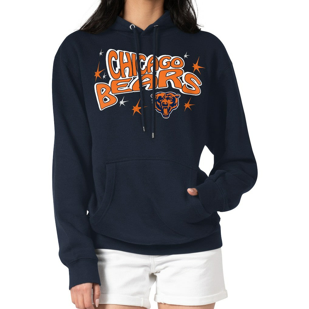 Chicago Bears Starter Women's Fireworks Fleece Pullover Hoodie - Navy Hoodies