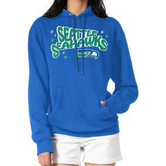 Seattle Seahawks Starter Women's Fireworks Fleece Pullover Hoodie - Royal Hoodies