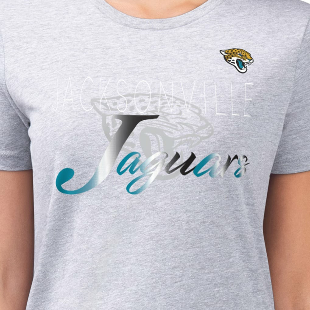 Jacksonville Jaguars G-III 4Her by Carl Banks Women's Super-Slim Fit Lightweight Shadow Logo T-Shirt - Gray T-shirts
