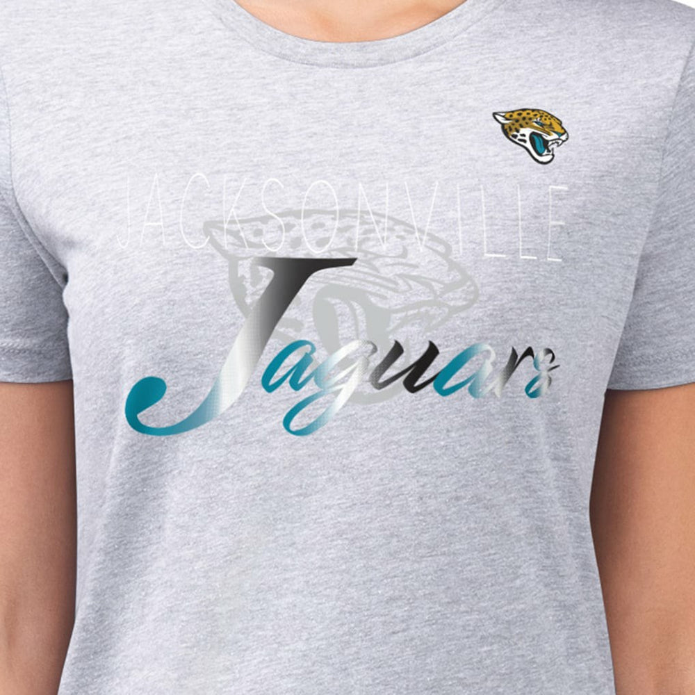Jacksonville Jaguars G-III 4Her by Carl Banks Women's Super-Slim Fit Lightweight Shadow Logo T-Shirt - Gray T-shirts