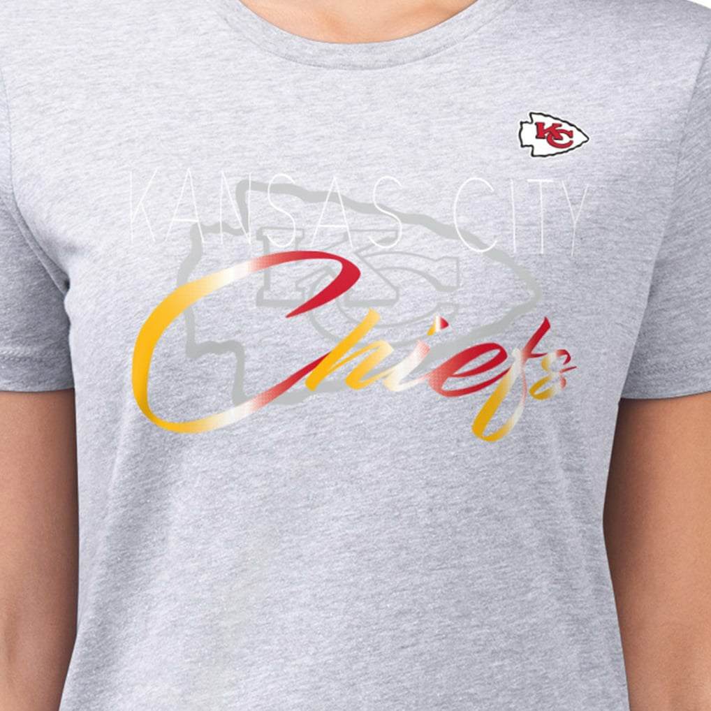 Kansas City Chiefs G-III 4Her by Carl Banks Women's Super-Slim Fit Lightweight Shadow Logo T-Shirt - Gray T-shirts
