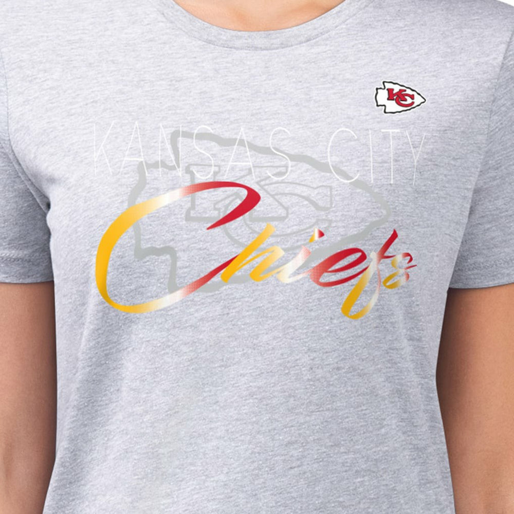 Kansas City Chiefs G-III 4Her by Carl Banks Women's Super-Slim Fit Lightweight Shadow Logo T-Shirt - Gray T-shirts