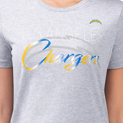 Los Angeles Chargers G-III 4Her by Carl Banks Women's Super-Slim Fit Lightweight Shadow Logo T-Shirt - Gray T-shirts