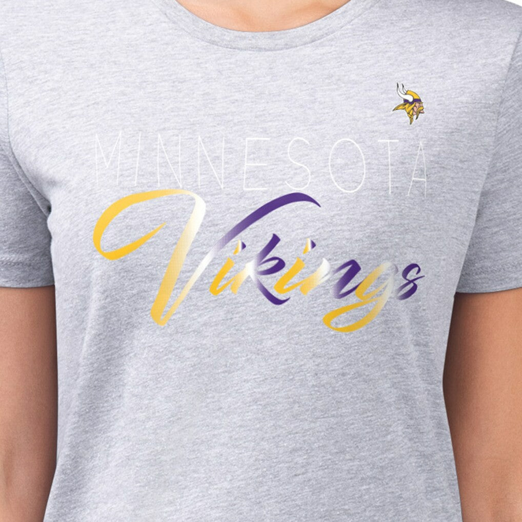 Minnesota Vikings G-III 4Her by Carl Banks Women's Super-Slim Fit Lightweight Shadow Logo T-Shirt - Gray T-shirts