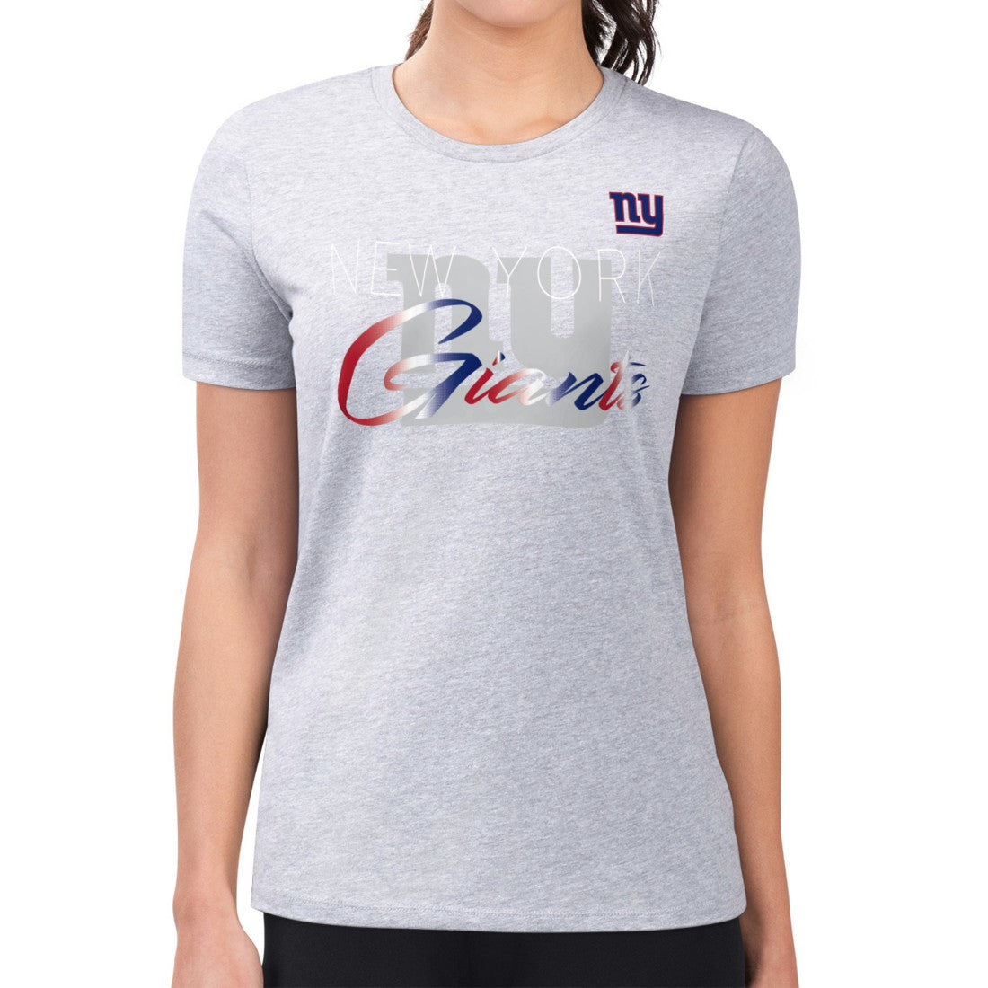 New York Giants G-III 4Her by Carl Banks Women's Super-Slim Fit Lightweight Shadow Logo T-Shirt - Gray T-shirts
