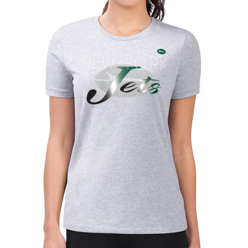 New York Jets G-III 4Her by Carl Banks Women's Super-Slim Fit Lightweight Shadow Logo T-Shirt - Gray T-shirts
